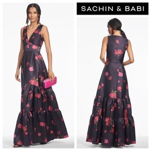 SACHIN & BABI Rori Gown in Malbec Tea Blooms